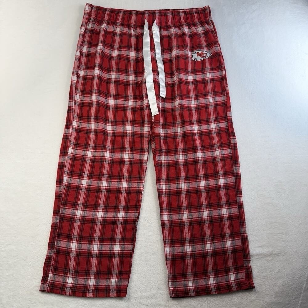 Kansas City Chiefs Women's XL Pajama Lounge Pants Red Plaid NFL Team Apparel - Picture 2 of 8